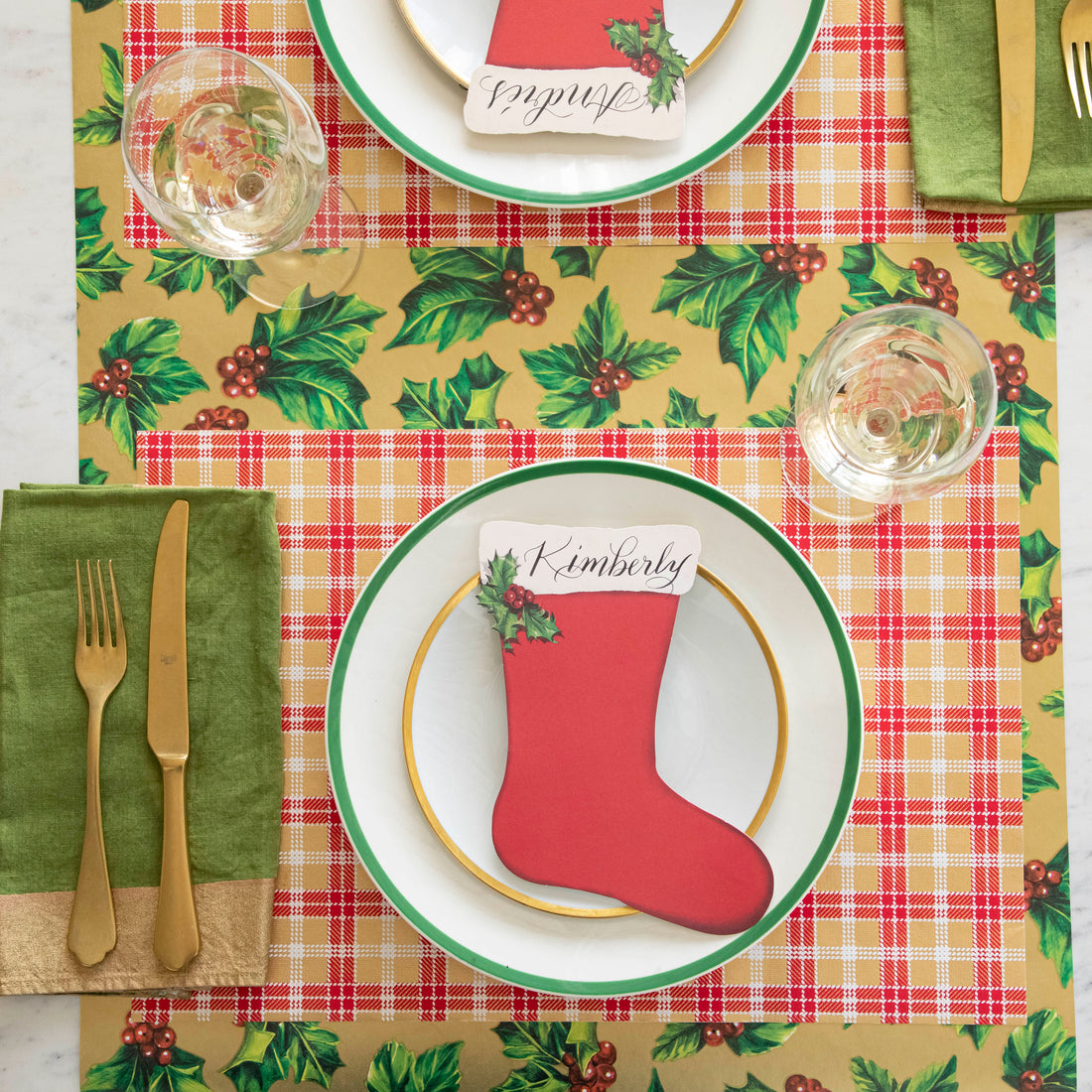 Red &amp; Gold Plaid Placemat