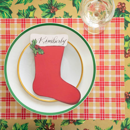 Red &amp; Gold Plaid Placemat