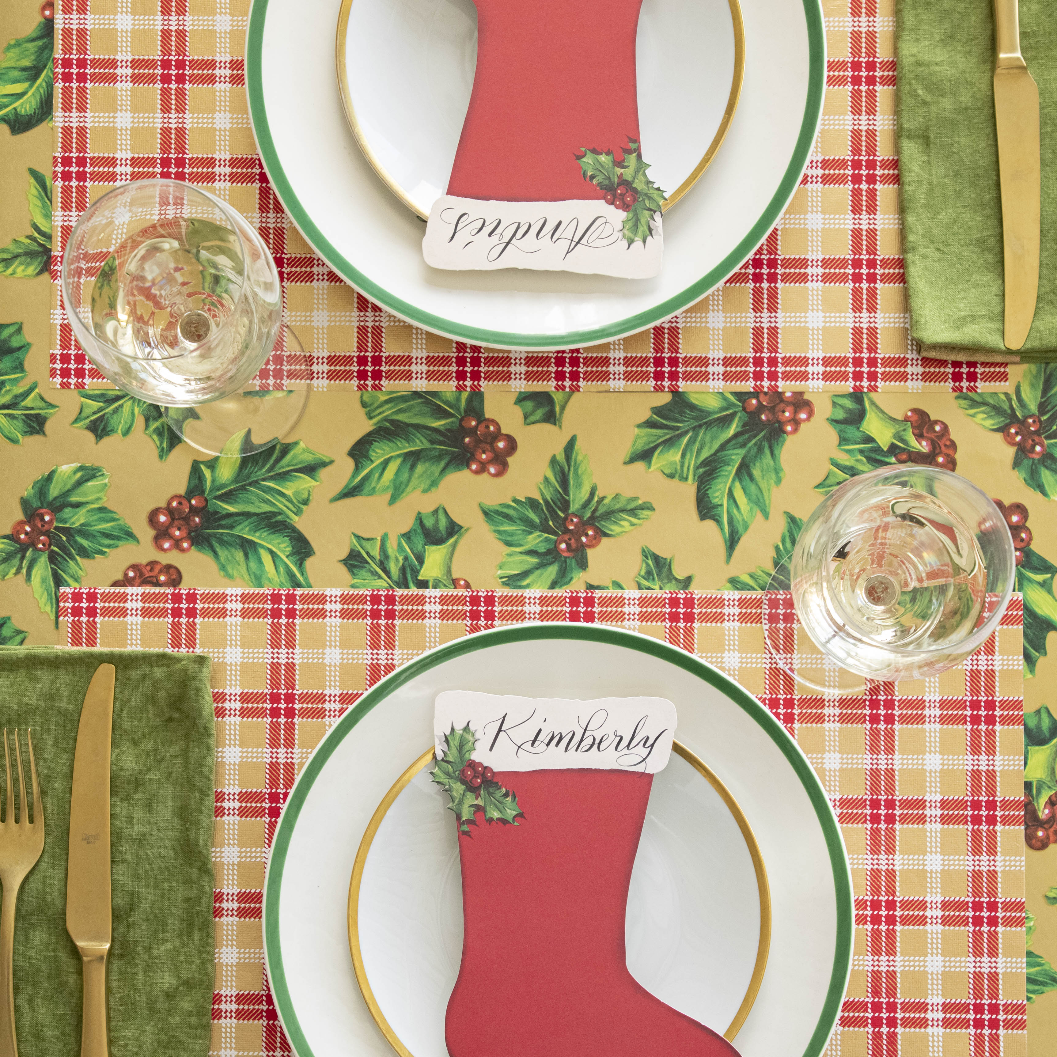 Red &amp; Gold Plaid Placemat