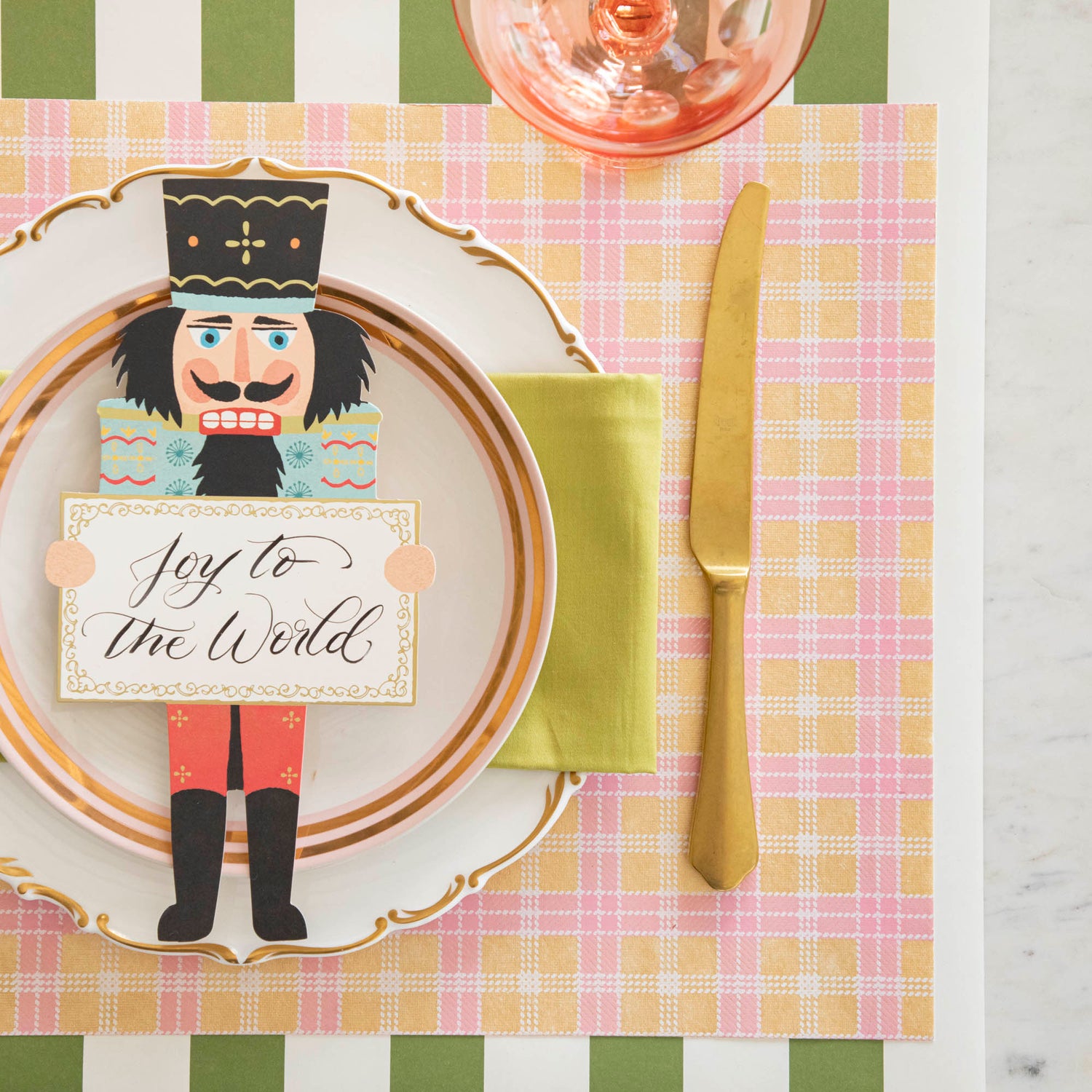 Pink &amp; Gold Plaid Placemat