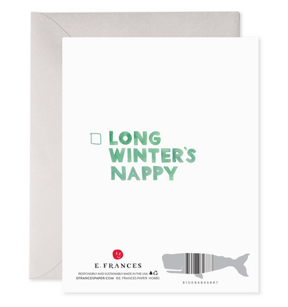 back of card with illustration of &quot;long winter&