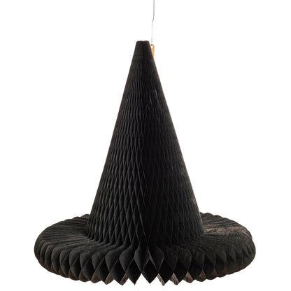 23.6&quot; Extra large black honeycomb witch hat on a white background.