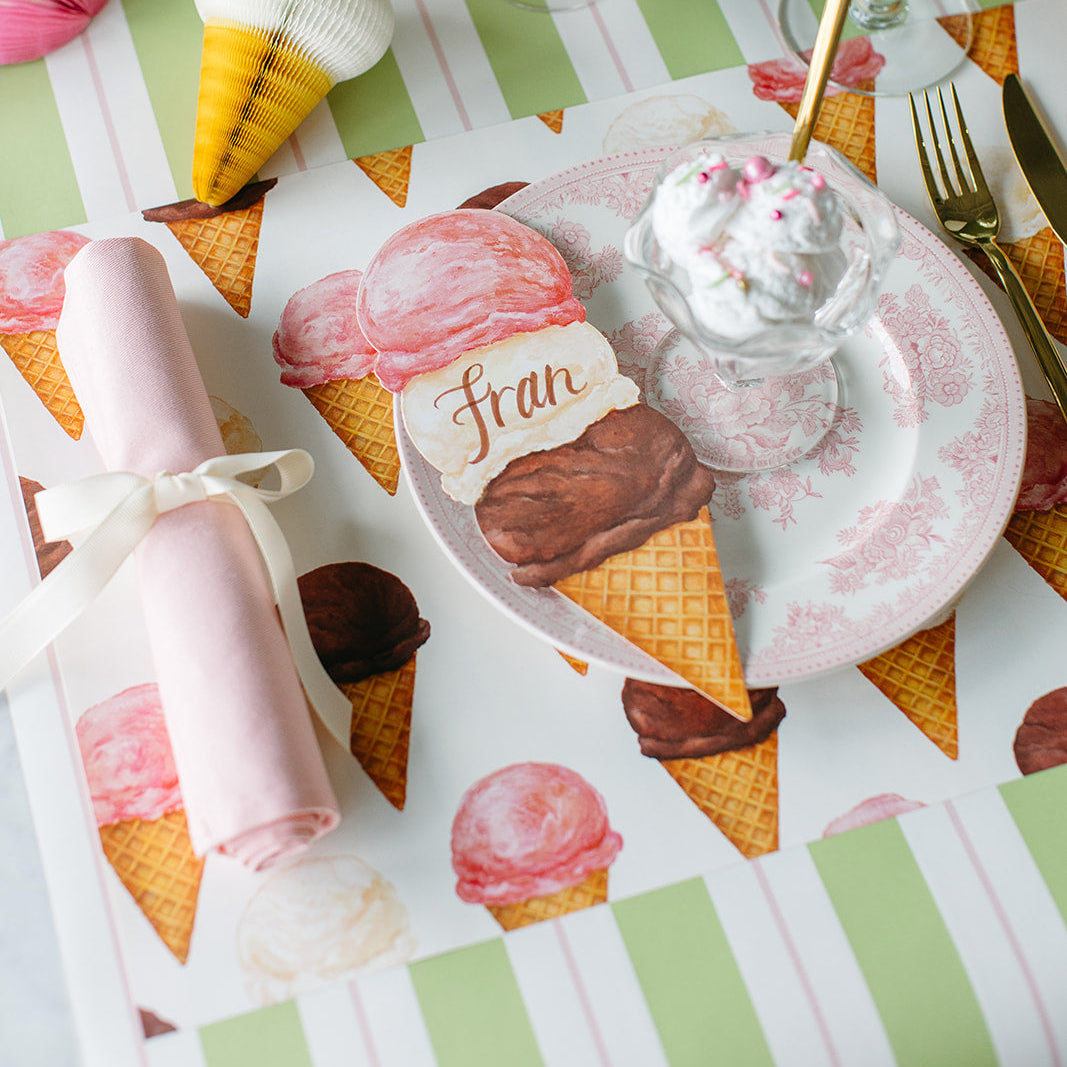 Ice Cream Cones Placemat under a sweet themed place setting.