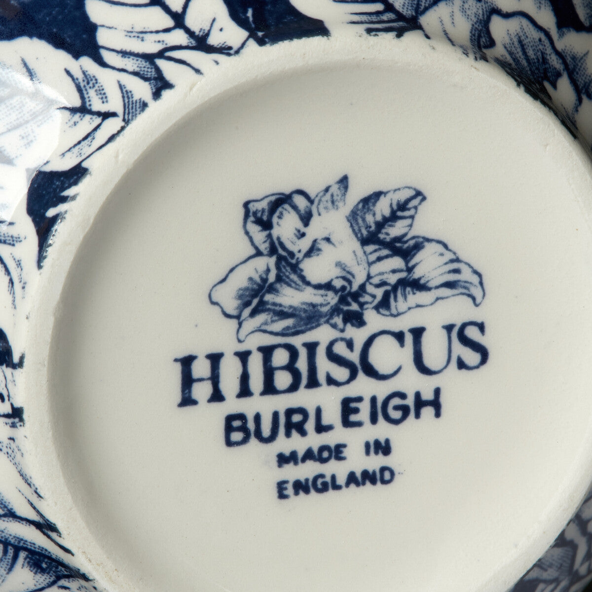 Burleigh Ink Blue Hibiscus back stamp.