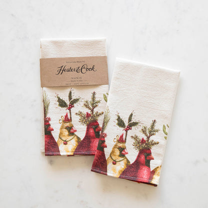 Holiday Party Cardinal Napkins made by Vicki Sawyer, exclusively for Hester &amp; Cook. 