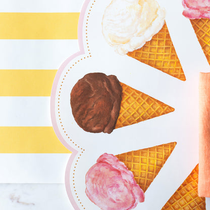 Die-cut Ice Cream Placemat on the Marigold Runner.