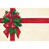 Hester & Cook Christmas Present Placemat designed to look like a wrapped present with a red ribbon and bow adorned with holly.