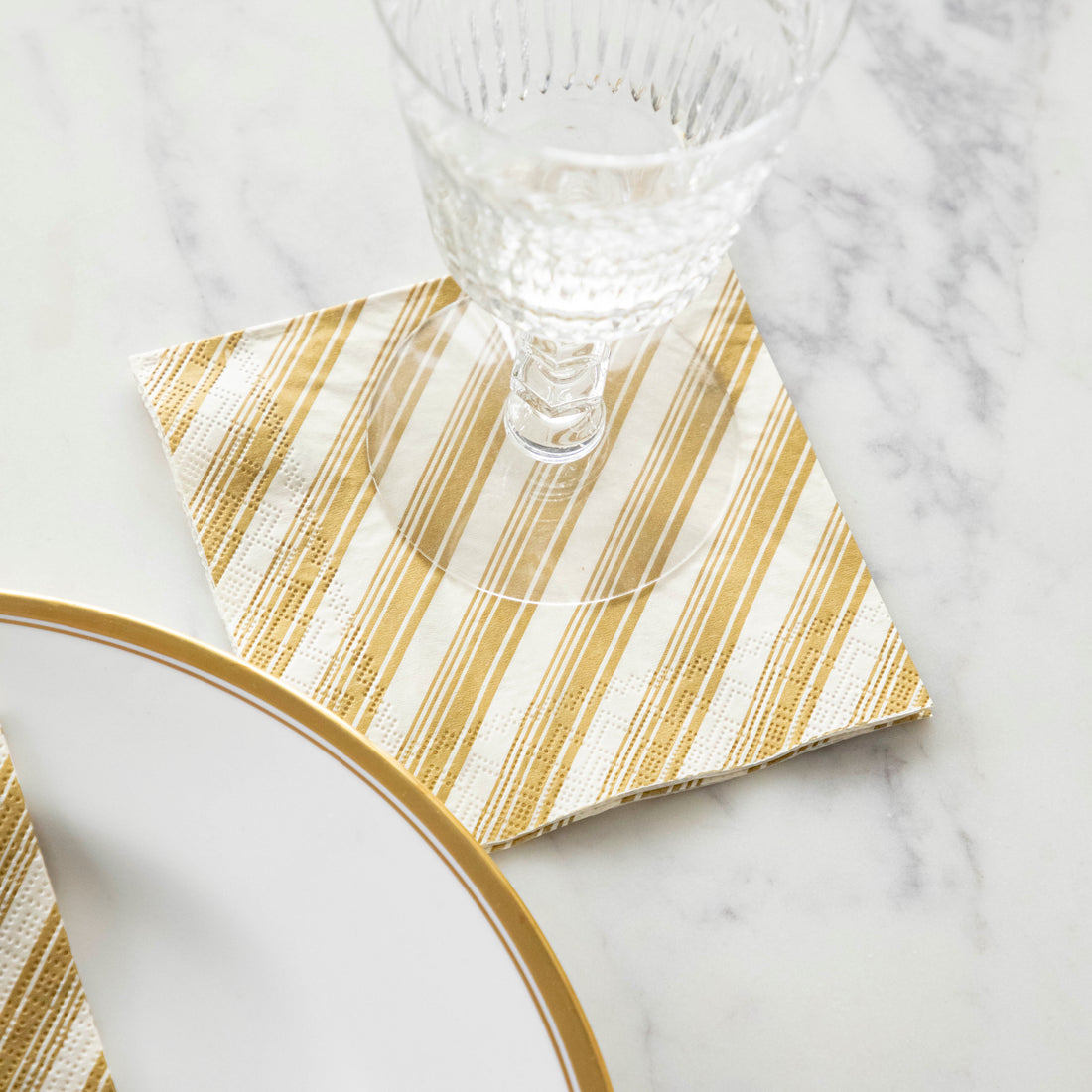 Gold Peppermint Stripe Cocktail Napkins