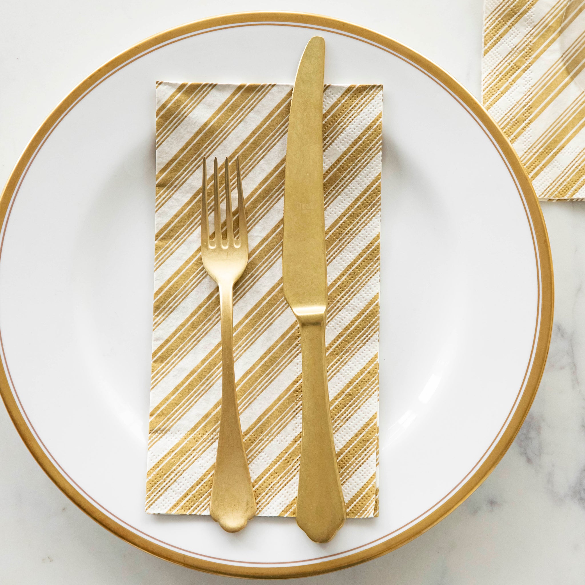 Gold Peppermint Stripe Napkins