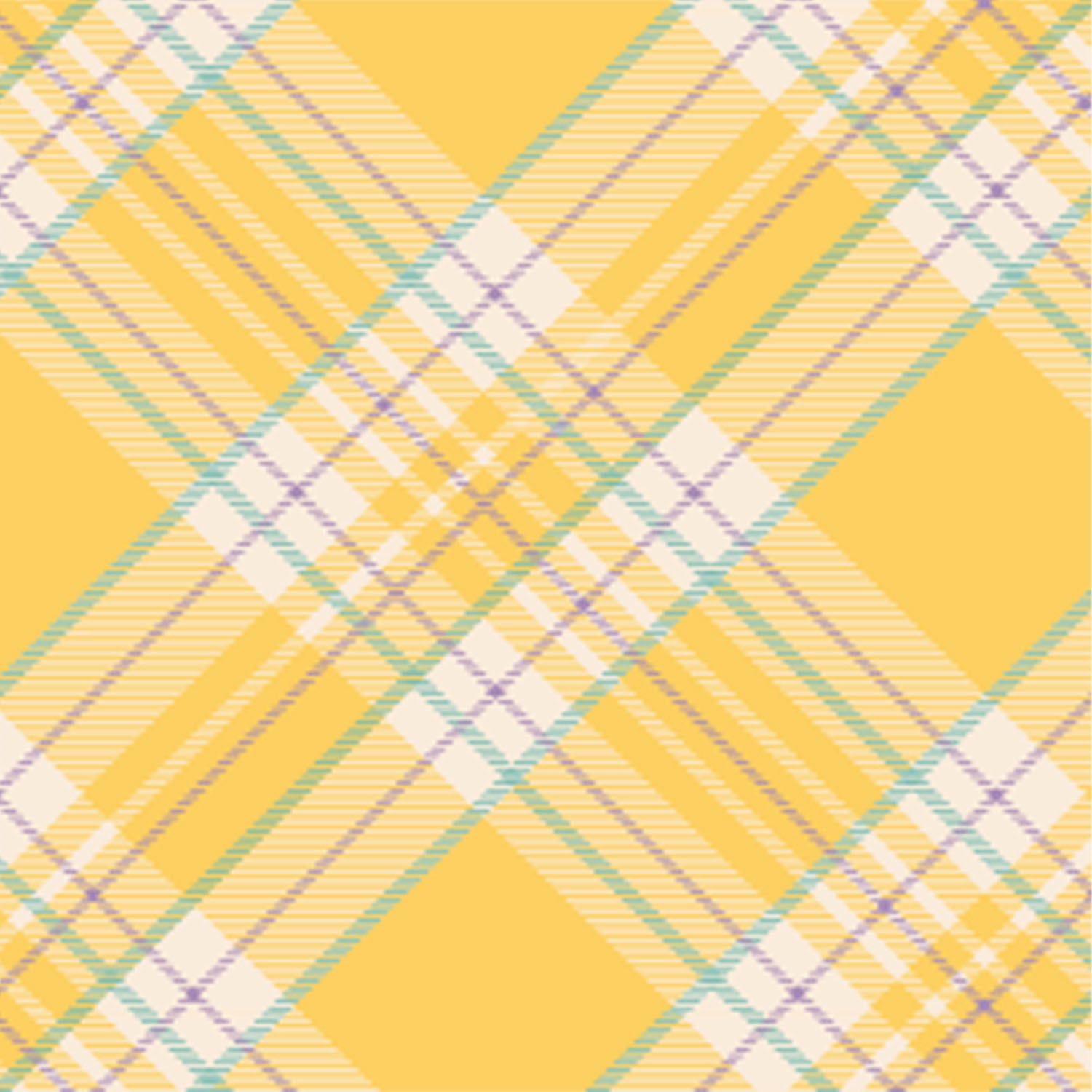 The Yellow Plaid Cocktail napkin with lines of purple and blue.