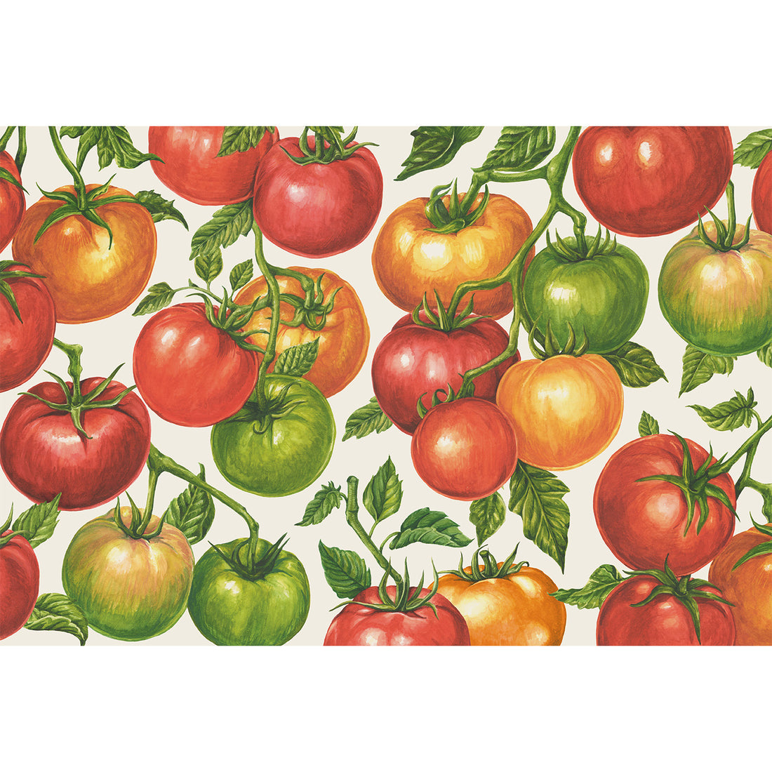 The Tomato Vine Placemat featuring tomatoes on a vine, in gorgeous colors from all stages of growth.