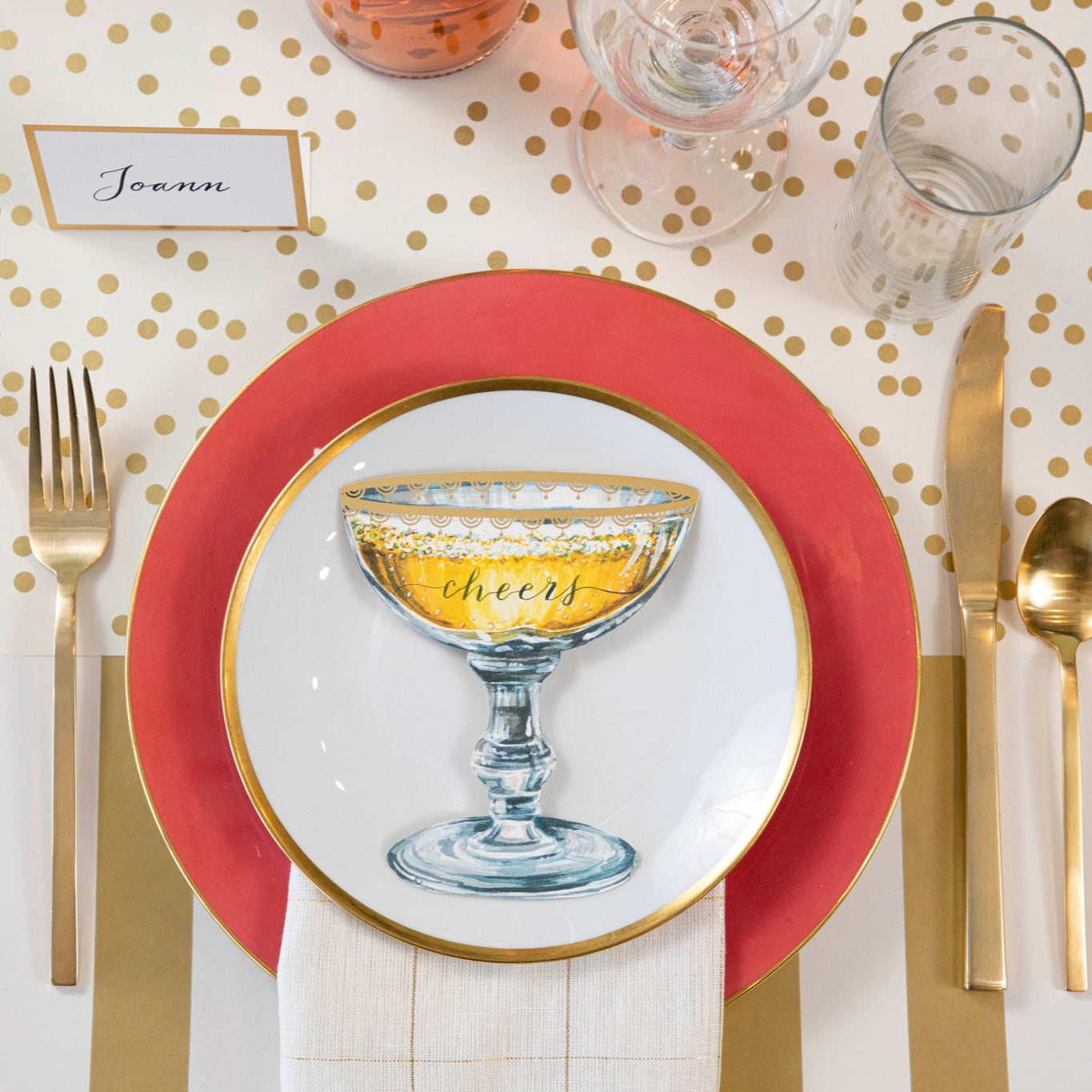 Gold Classic Stripe Runner under a celebratory place setting.