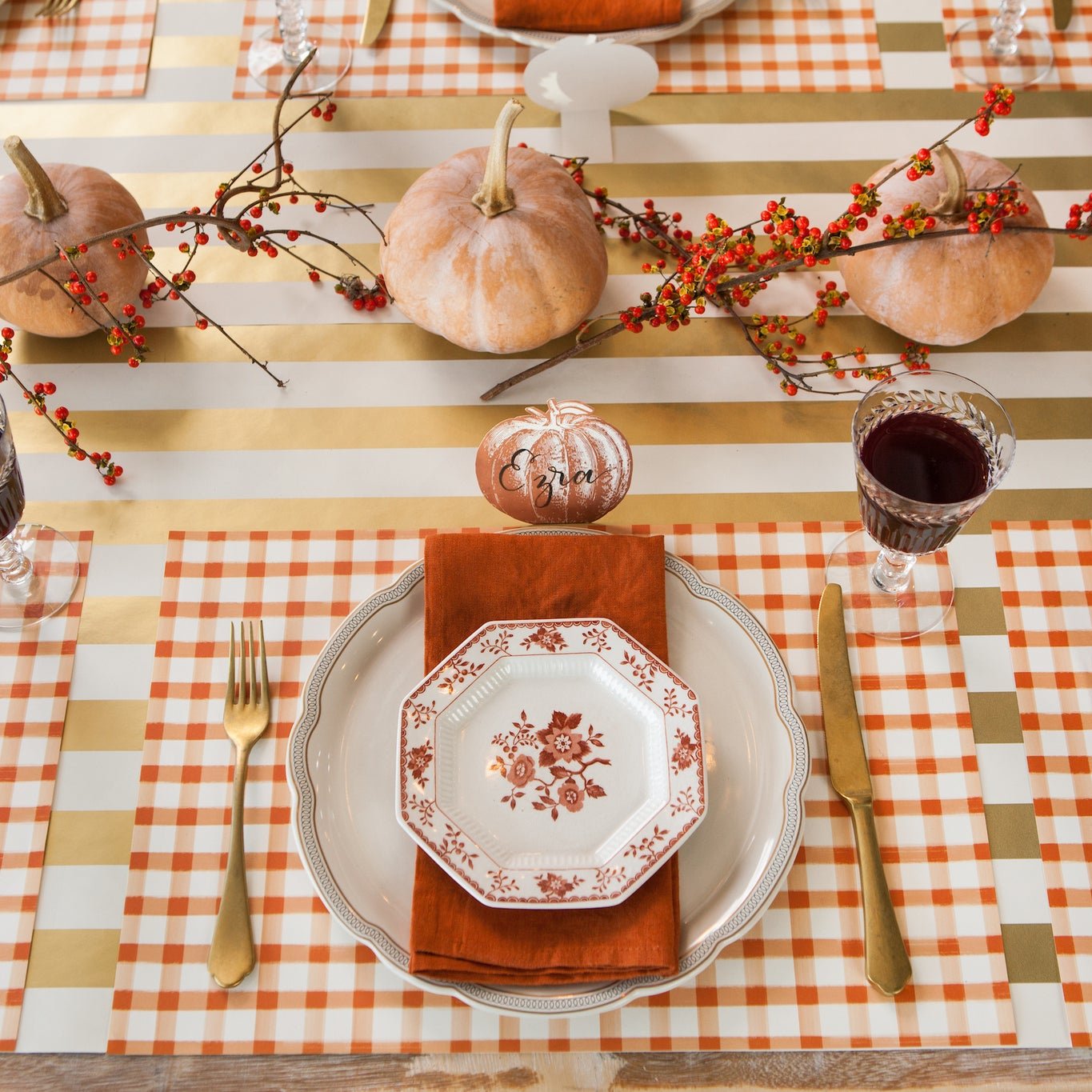 Orange Painted Check Placemat