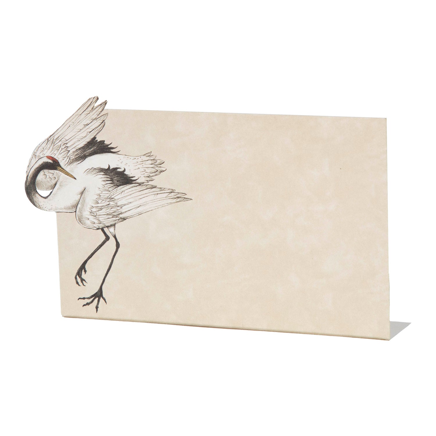 The Crane Place Card featuring a Crane on a beige background with empty space for writing.