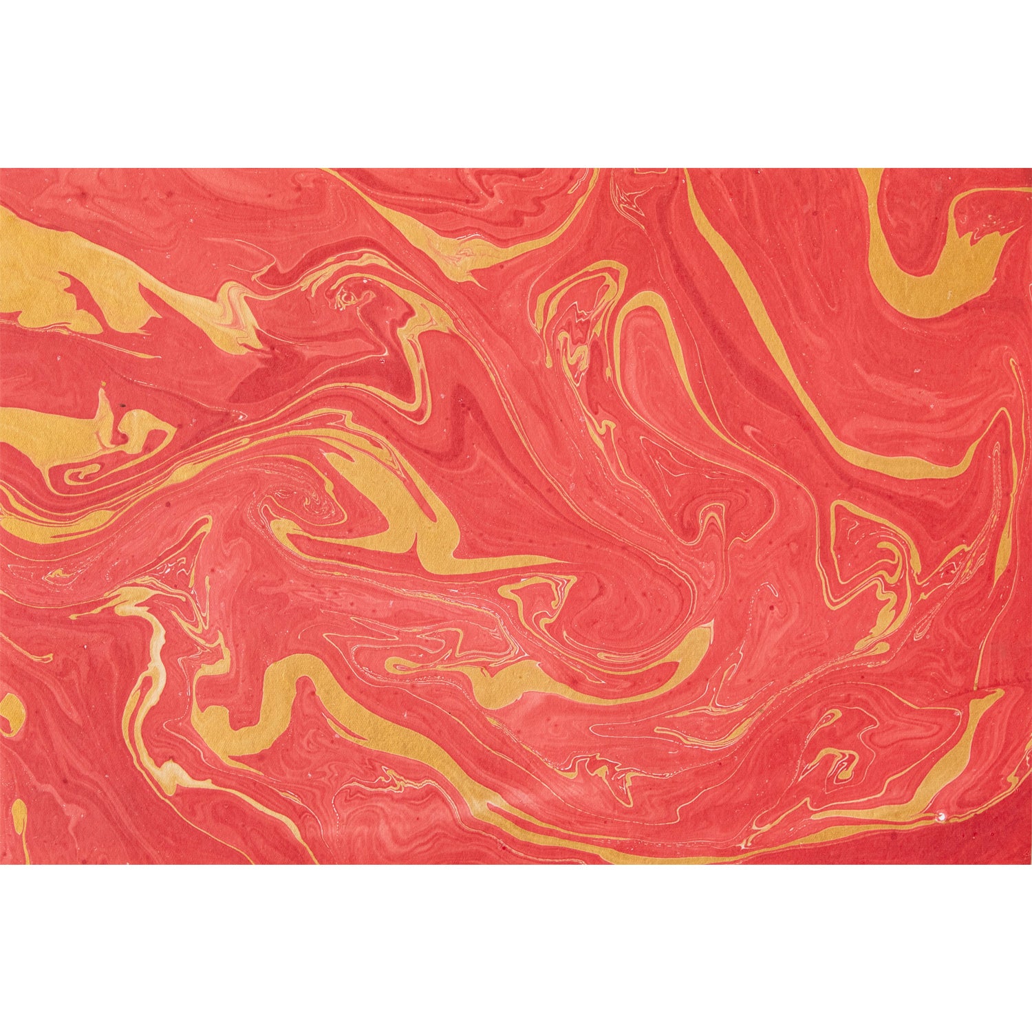 An abstract, marbled pattern of deep red swirled randomly with gold.