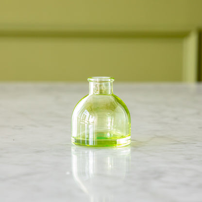 Round Lime Jewel Tone Glass Bud Vase.