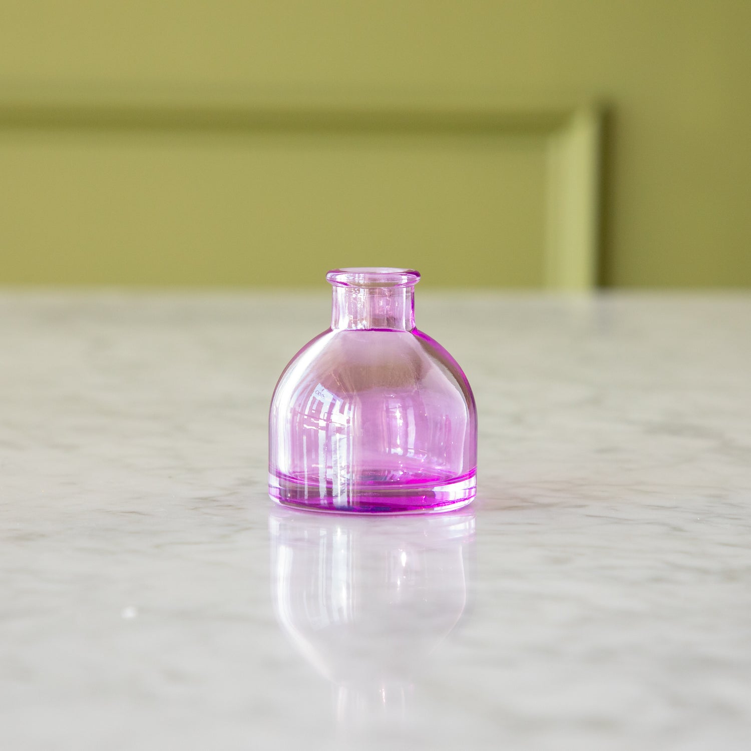 Round Purple Jewel Tone Glass Bud Vase.