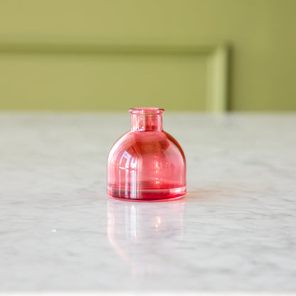 Round Red Jewel Tone Glass Bud Vase.