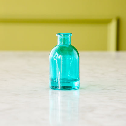 Tall Dark Bright Blue Jewel Tone Glass Bud Vase.