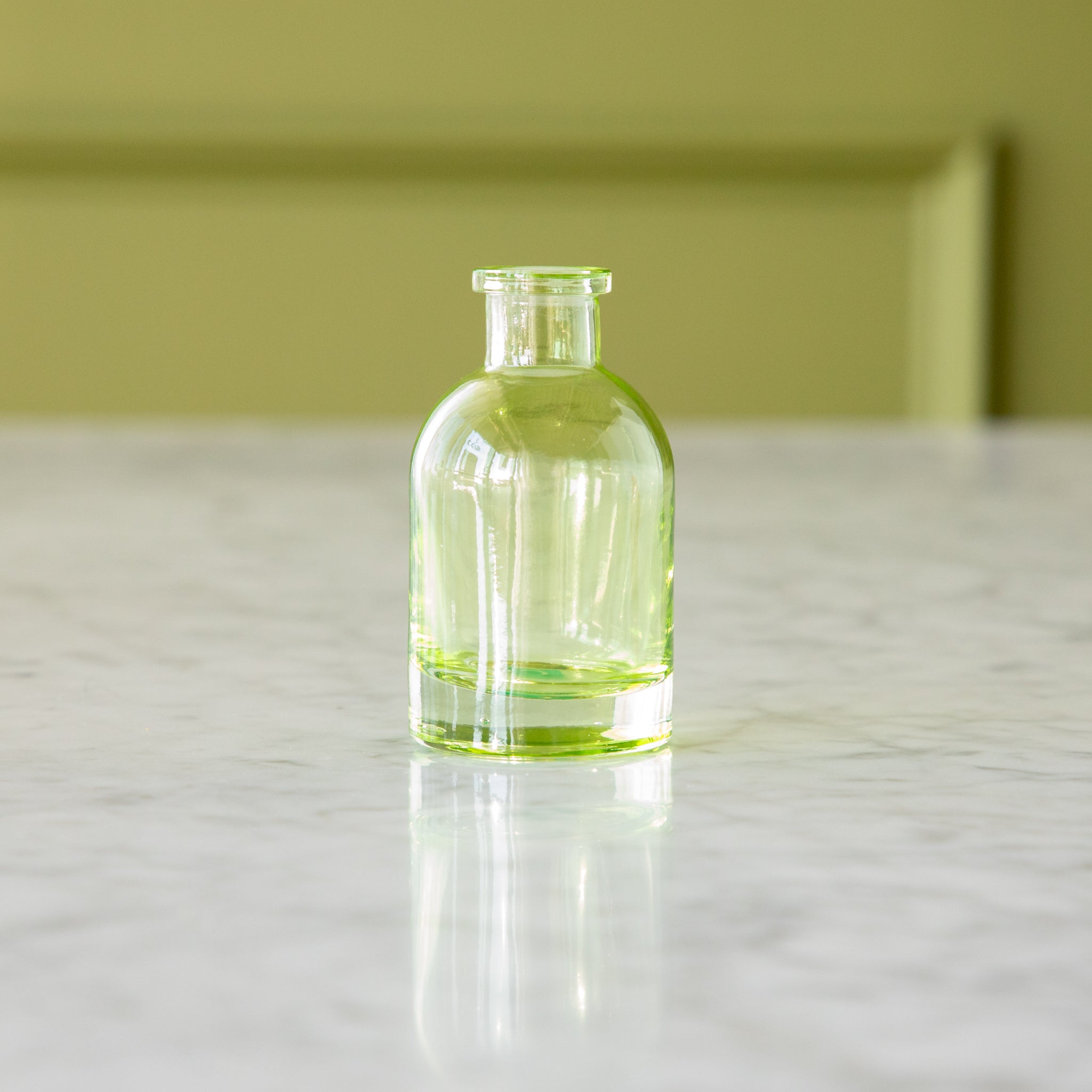 Tall Lime Jewel Tone Glass Bud Vase.