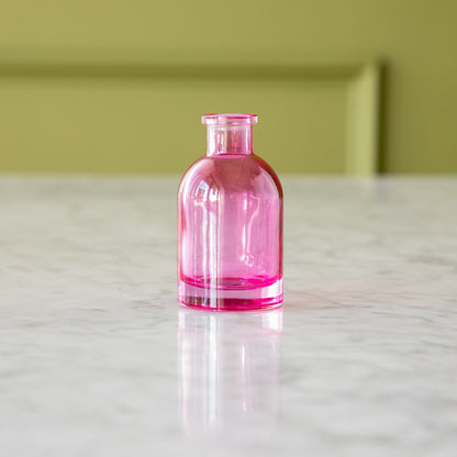 Tall Light Pink Jewel Tone Glass Bud Vase.