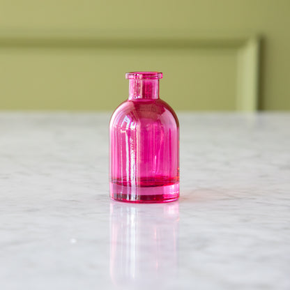 Tall Dark Pink Jewel Tone Glass Bud Vase.