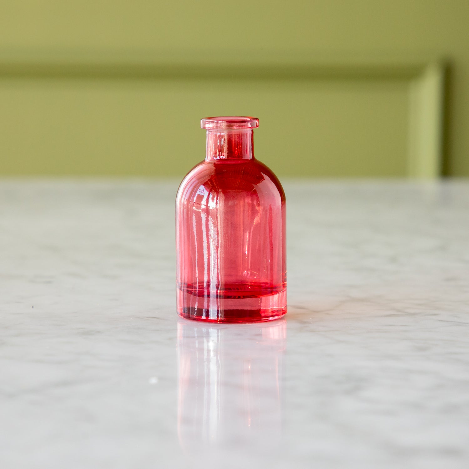 Tall Red Jewel Tone Glass Bud Vase.