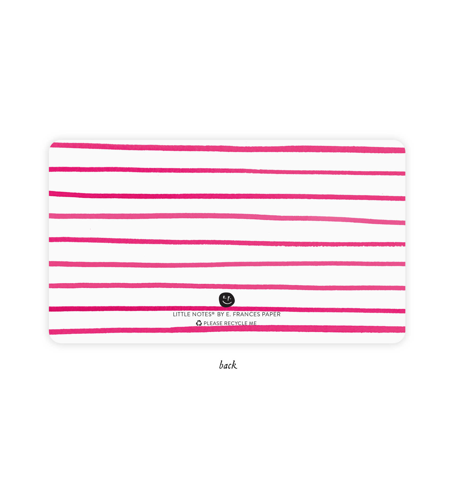 back of little notes with red &amp; white stripe illustration on it. 