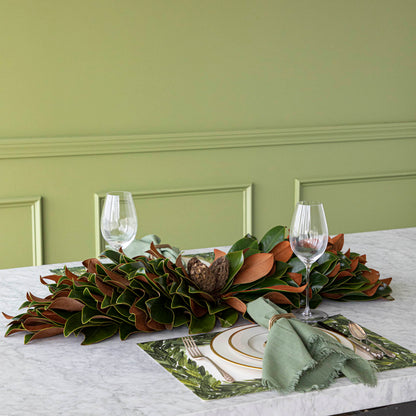 magnolia centerpiece styled on table