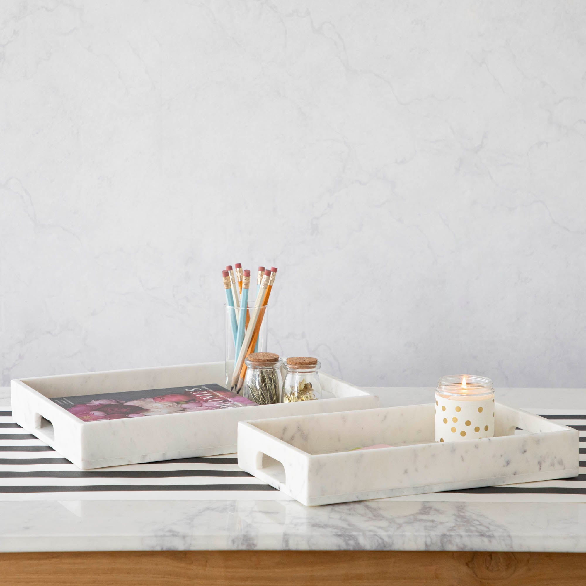 White Marble Rectangular Tray