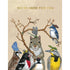 With art by Vicki Sawyer, this card features a grouping of adorable birds with a squirrel in the center, pictured with various bugs, bees, and butterflies on their heads as hats on a cream colored background with the words "WE&