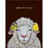 Here for Ewe Card by Vicki Sawyer featuring a sheep with a bird on each ear, and gold foil text that reads "Here for Ewe".