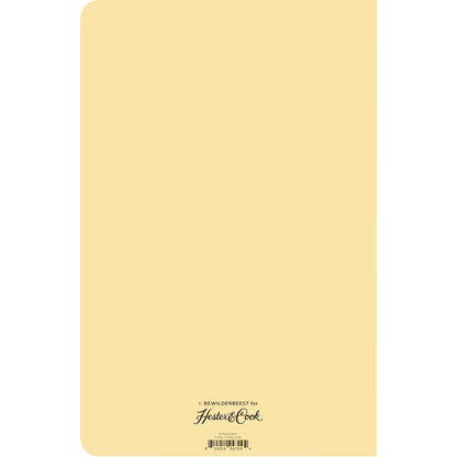 The back cover of the Fowl Language Notebook is solid light yellow with the Hester &amp; Cook logo at the bottom. 