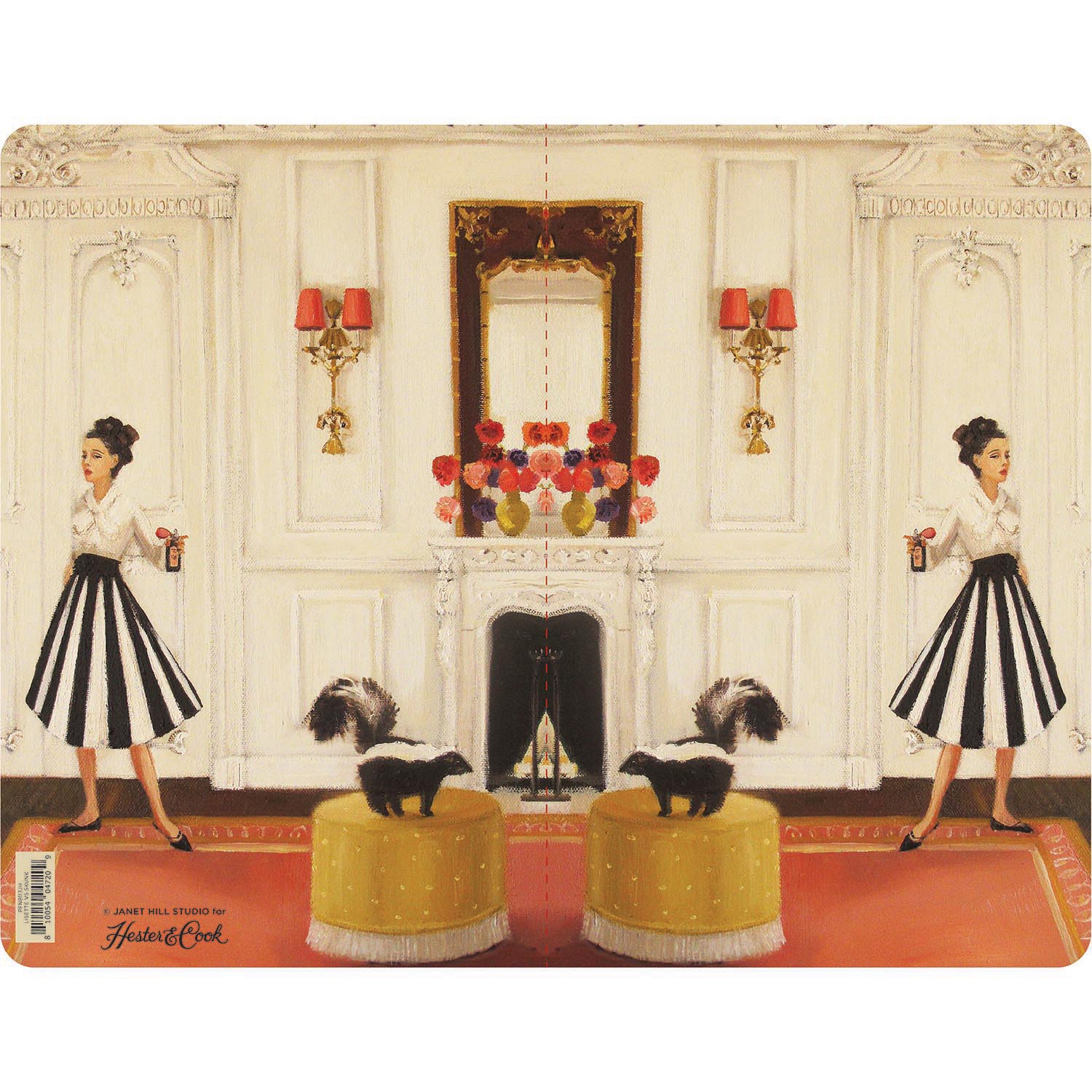 The back and front cover of an open Lisette vs Skunk Notebook, showing the same artwork mirrored on each side.