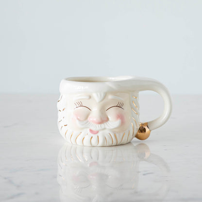 Papa Noel Cream Mug with his eyes closed 