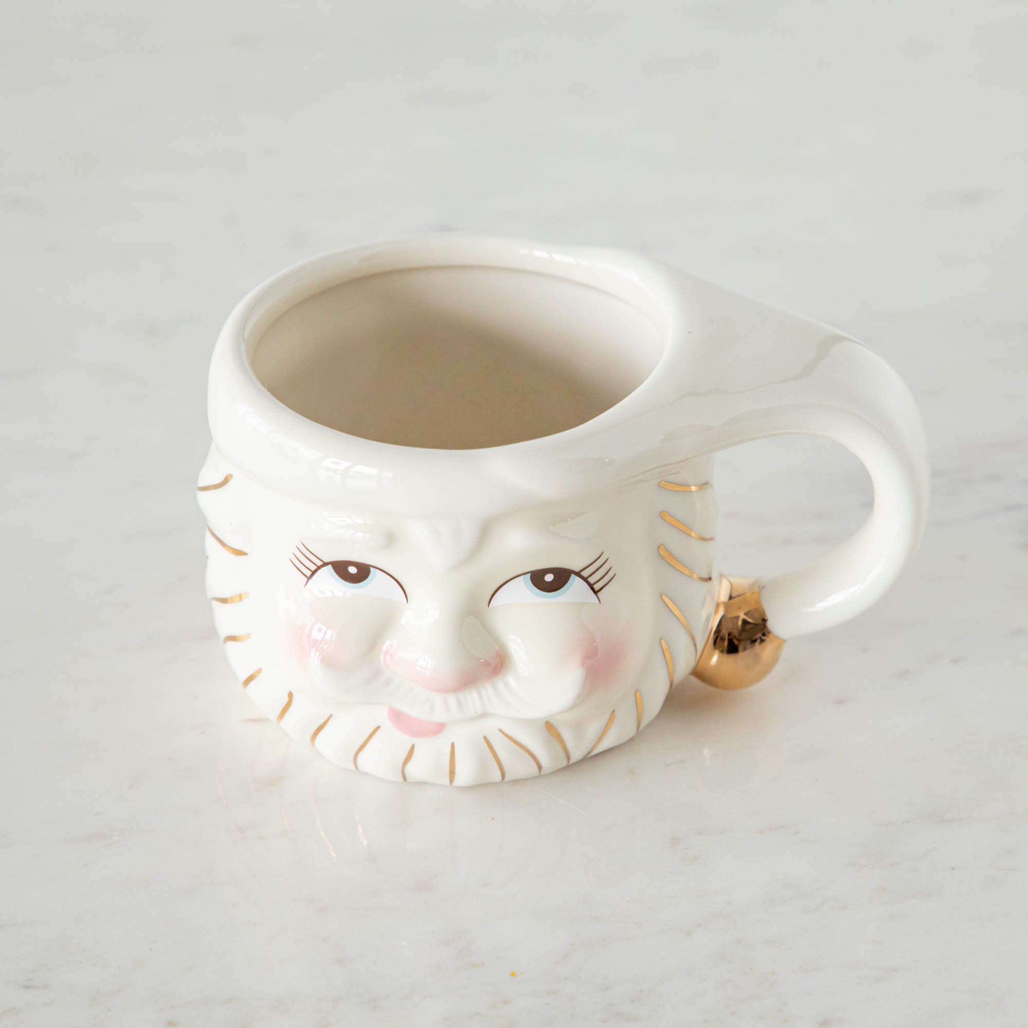 Papa Noel Cream Mug with his eyes open