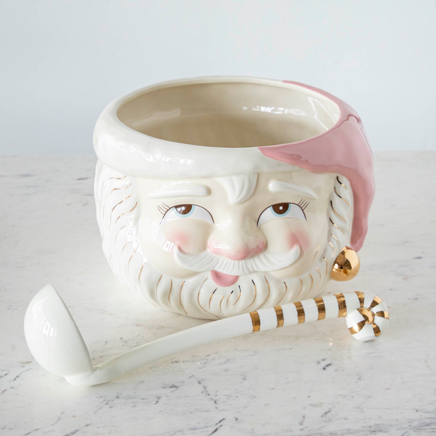 Papa Noel Pink Punch Bowl with Ladle