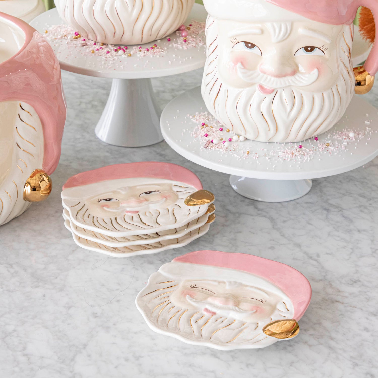 Pink Papa Noel Cookie Plate