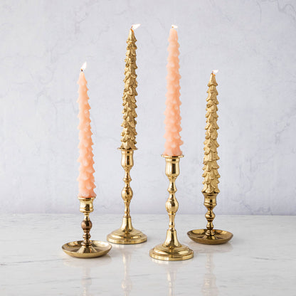 Gold Unscented Tree Shaped Taper Candles, Set of 2