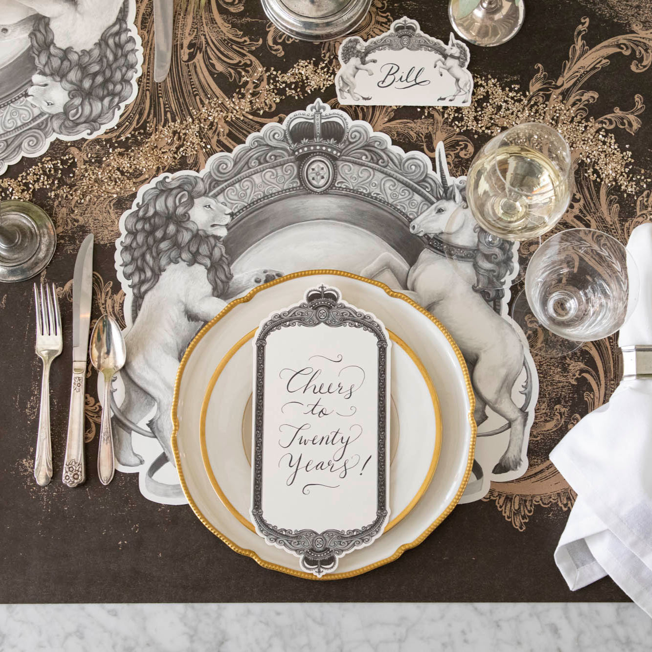 Regal Crest Story tableware styled elegantly on a place setting for one.