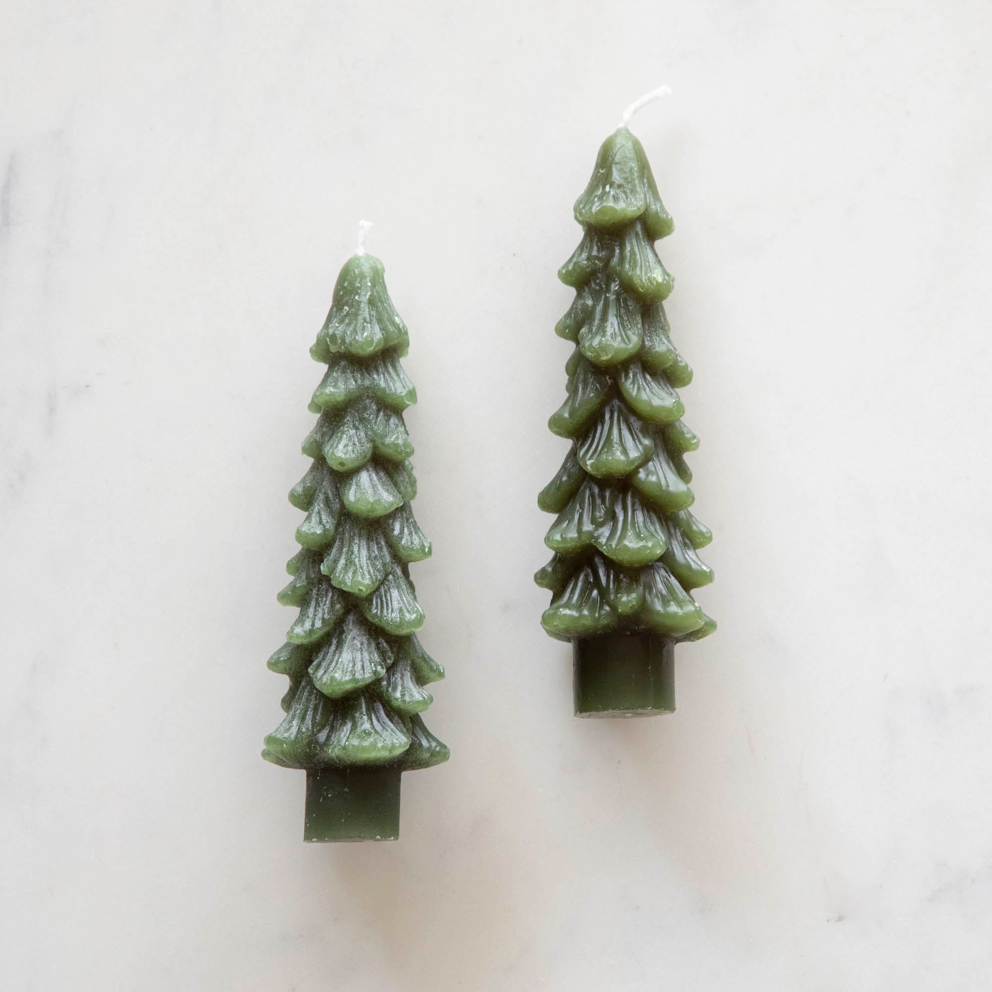 Green Tree Shape Taper Candles, Set of 2