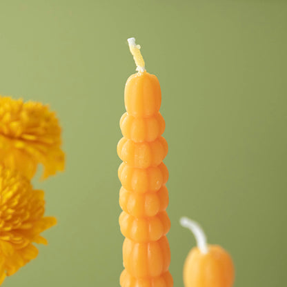 Unscented Pumpkin Shaped Taper Candles