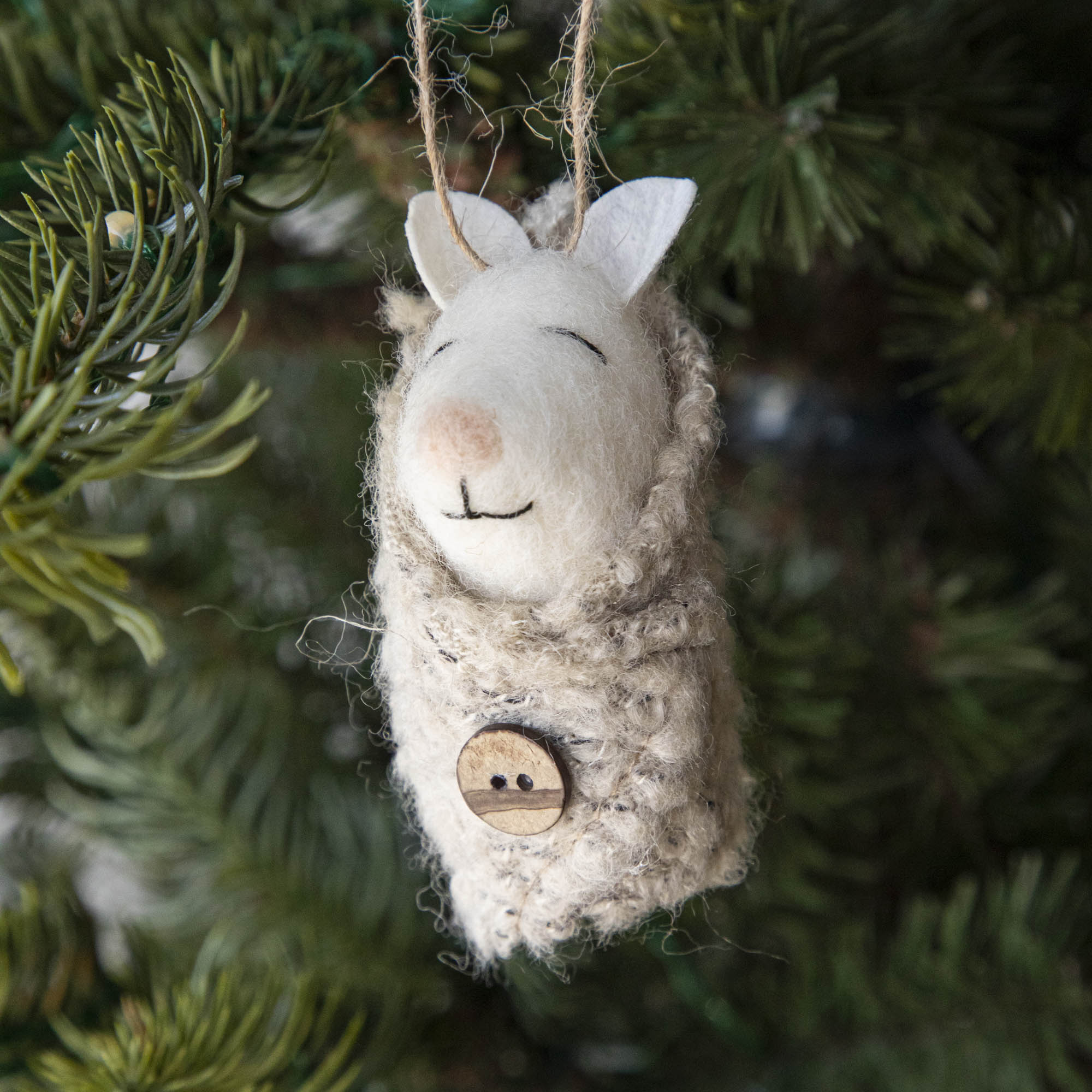 Wool Felt Baby Mouse in Swaddle Ornament