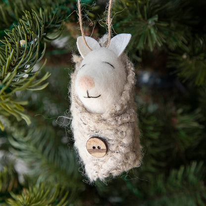 Wool Felt Baby Mouse in Swaddle Ornament