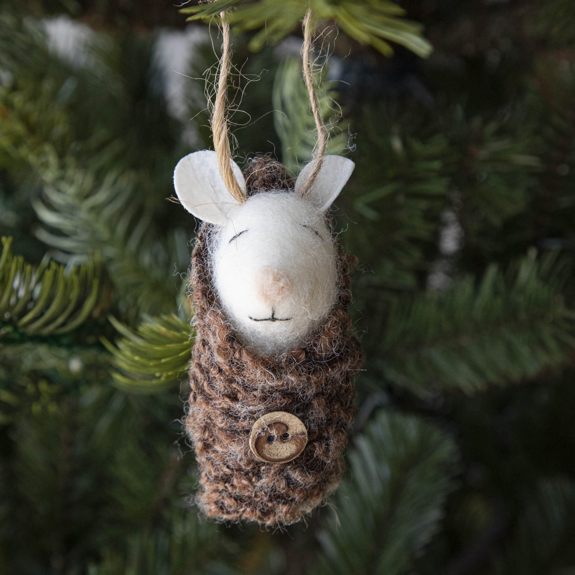 Wool Felt Baby Mouse in Swaddle Ornament