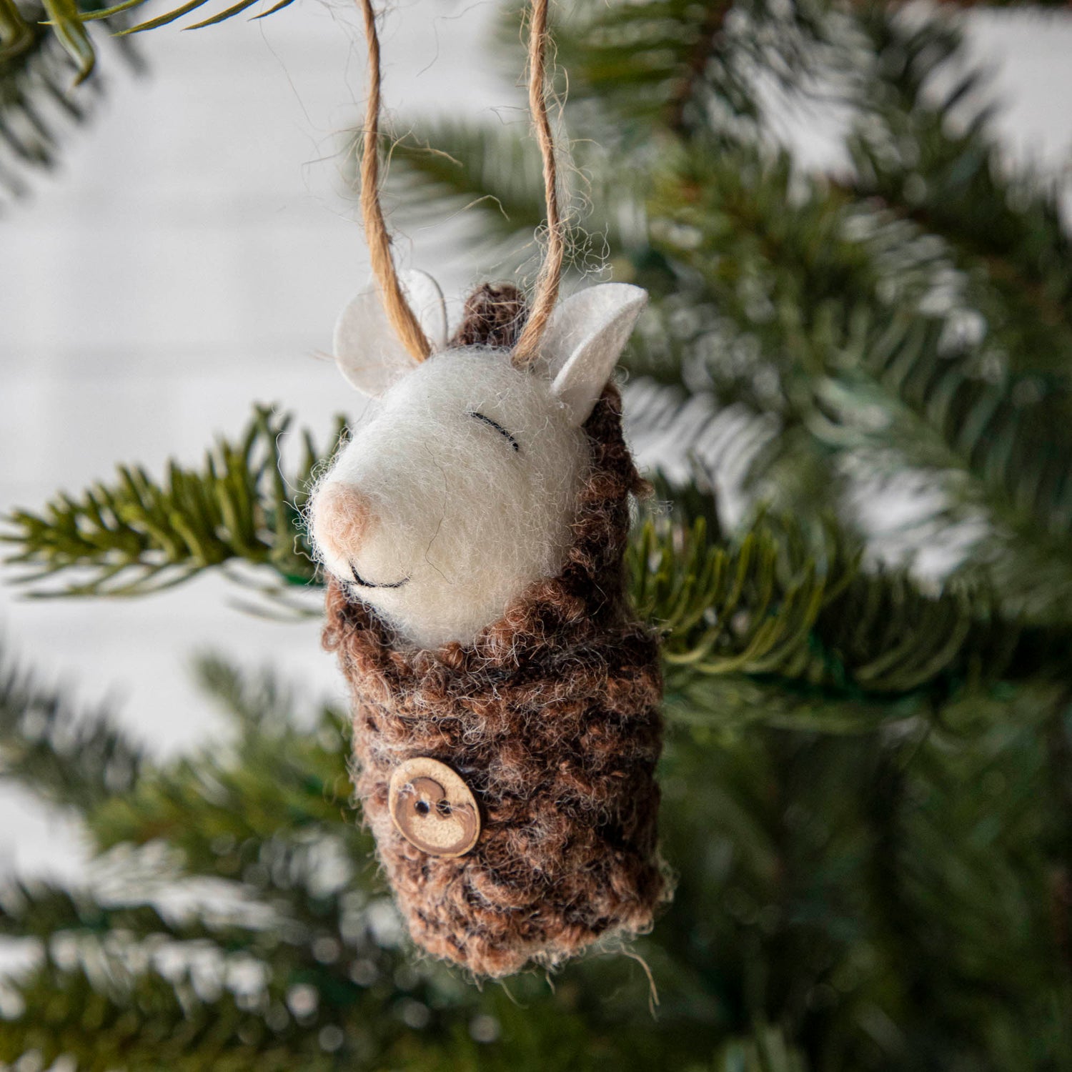 Wool Felt Baby Mouse in Swaddle Ornament