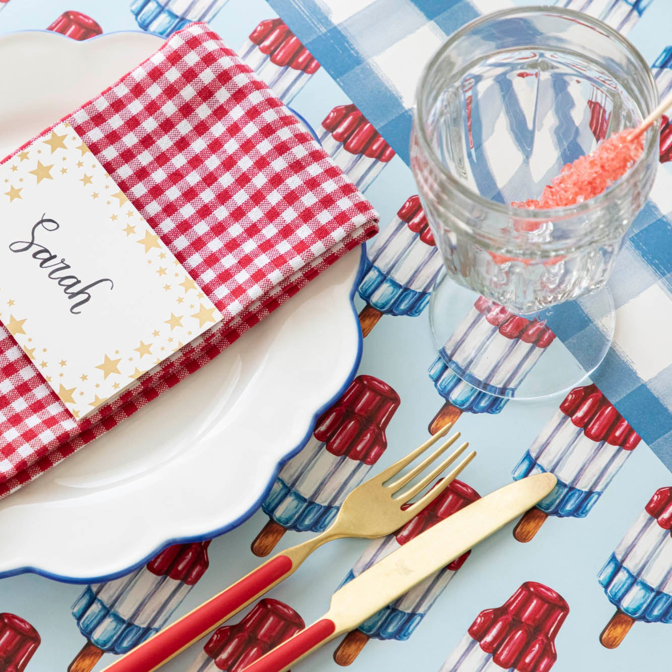 Rocket Pop Placemat under a patriotic place setting.