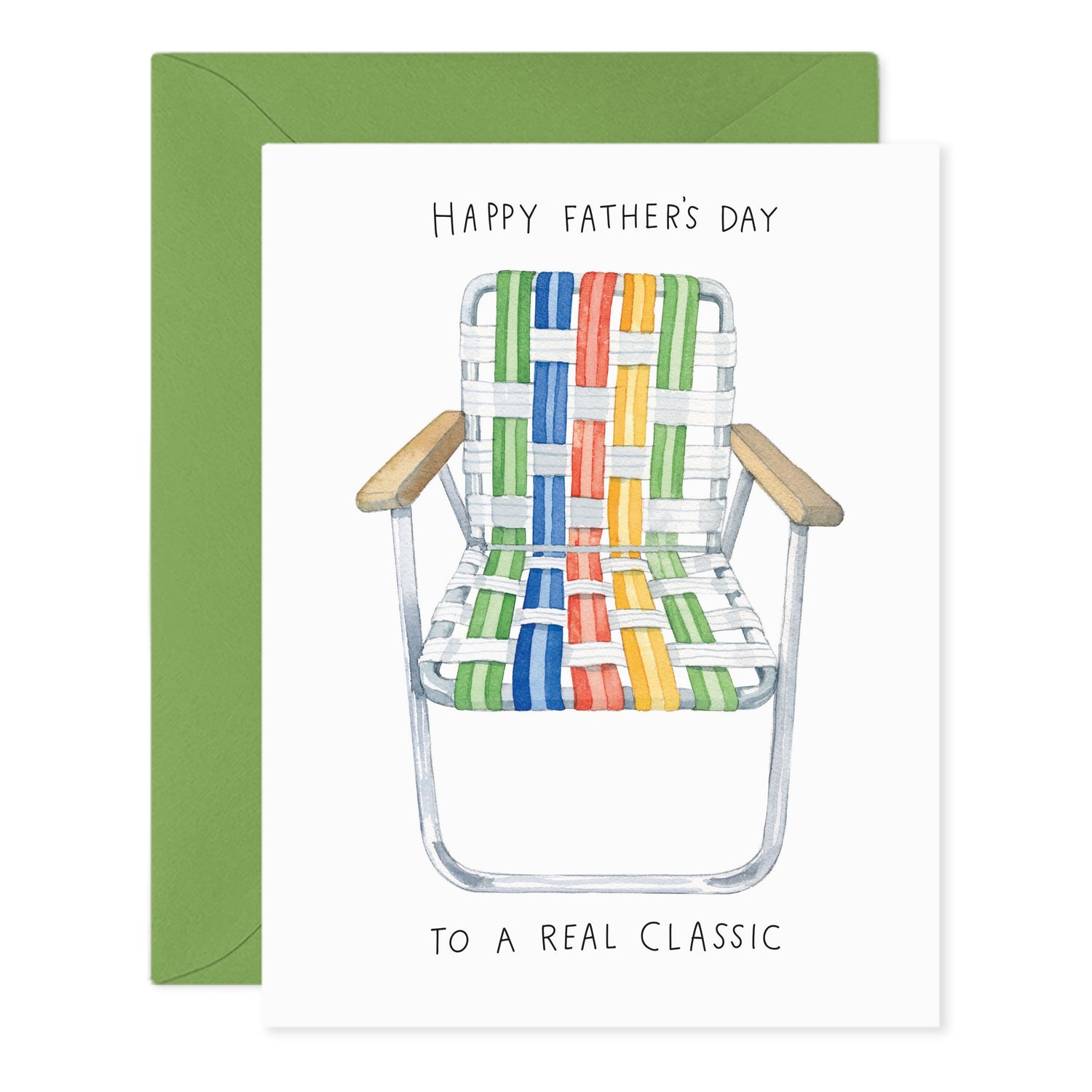 Greeting card with illustration of a vintage folding chair with &quot;Happy Father&