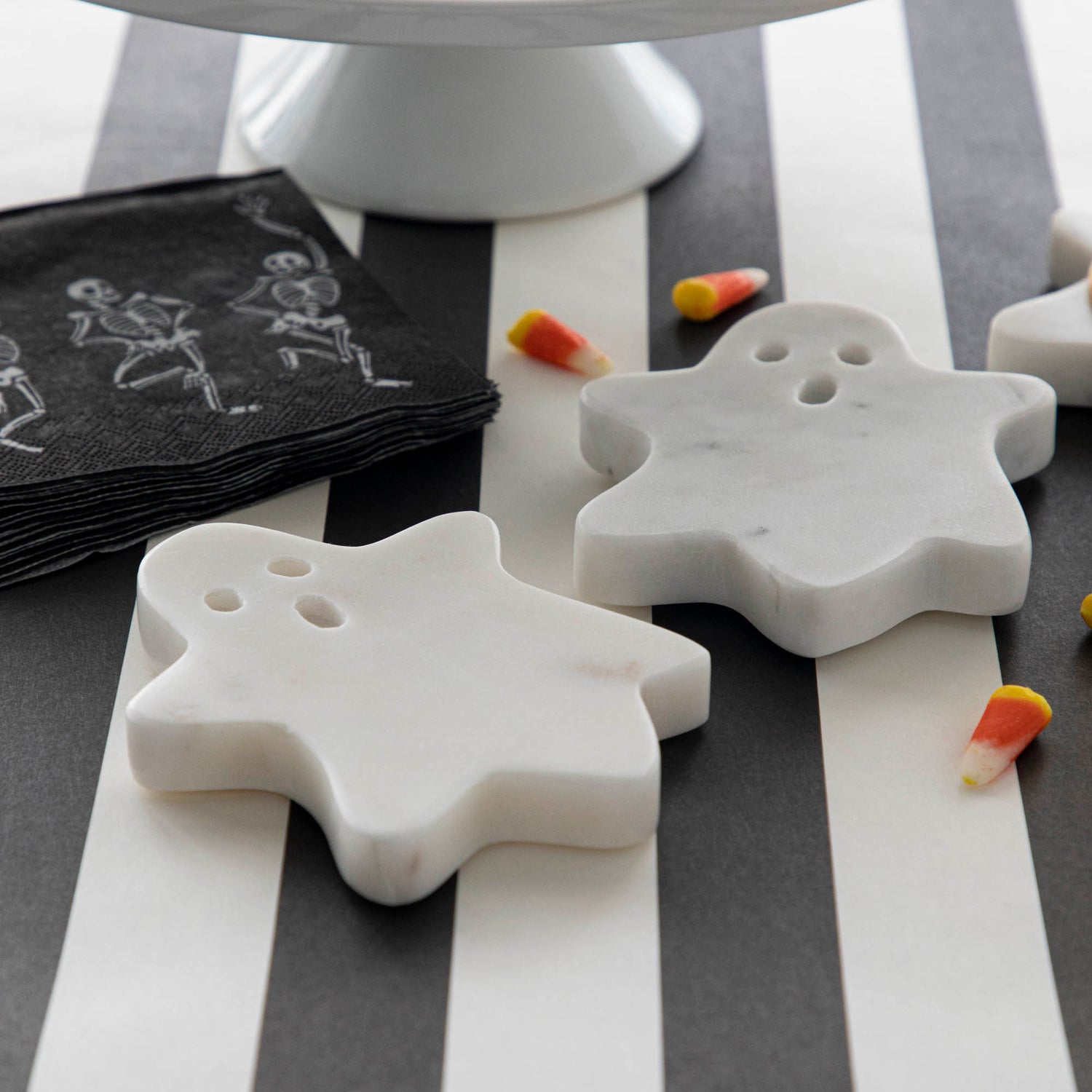 White Marble Ghost Coasters S/4