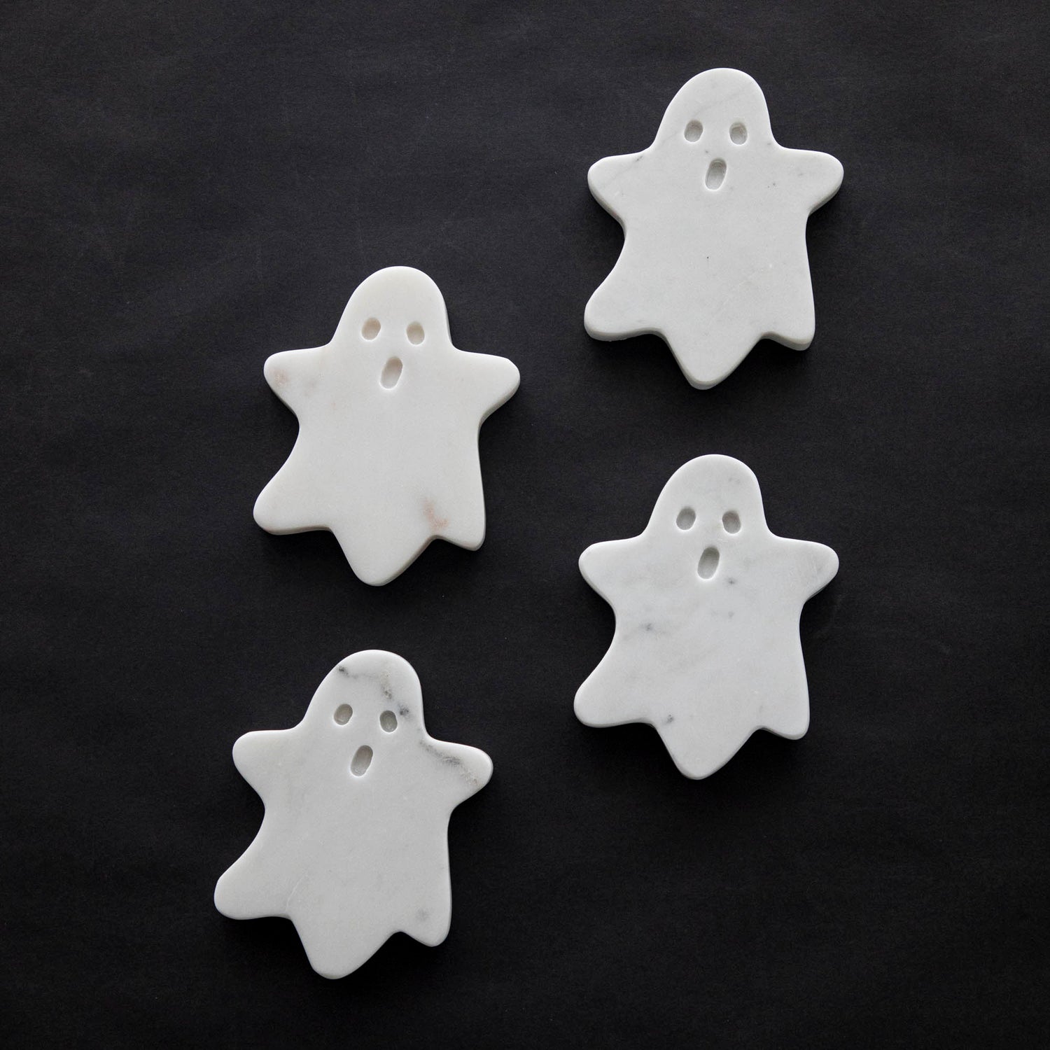 White Marble Ghost Coasters S/4